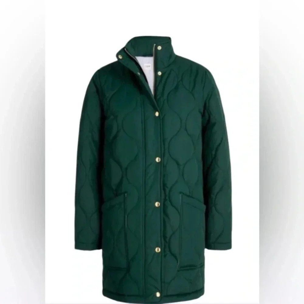 J. Crew Women’s Quilted lightweight puffer Jacket Olive Green Size Small